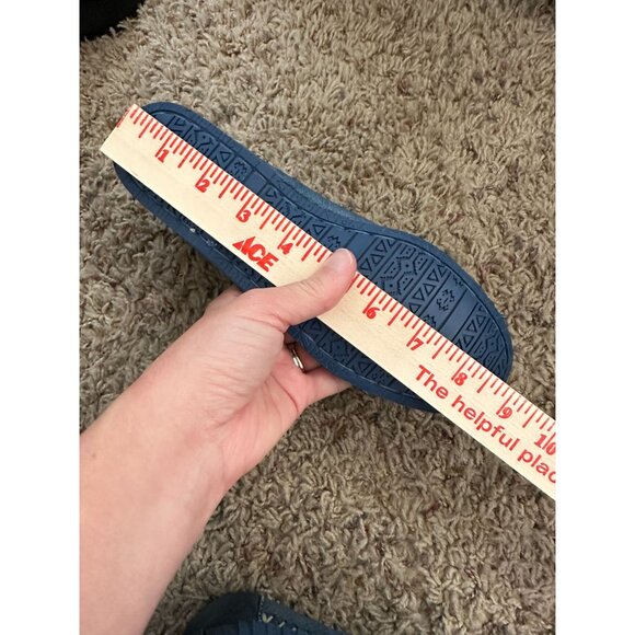 Endicott Johnson Womens Blue Leather Moccasins  embroidered 7.5 lace‎ up - Picture 3 of 8